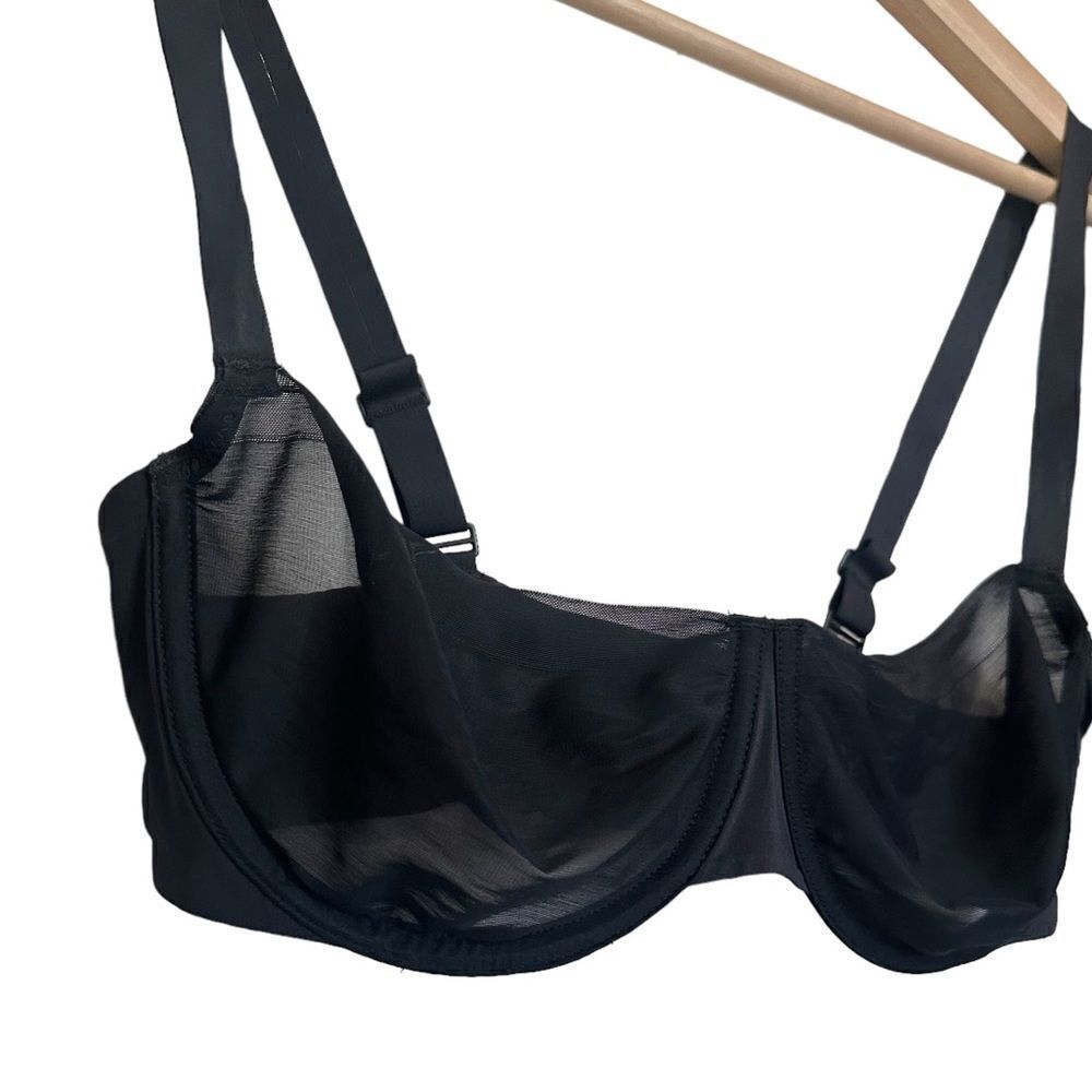 NWT SKIMS No Show Molded Unlined Balconette Sexy Sheer Lingerie In Onyx Black - Picture 6 of 8